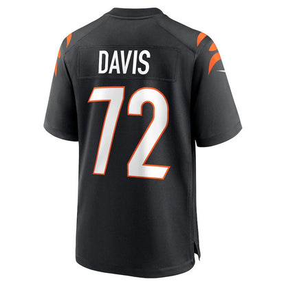 Cincinnati Bengals #72 Domenique Davis Black Game Player Jersey Stitched American Football Jerseys