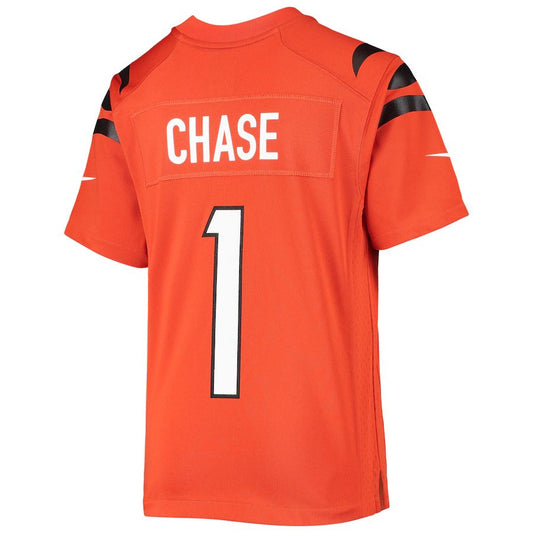 Cincinnati Bengals #1 Ja'Marr Chase Orange 2021 Draft First Round Pick Alternate Game Jersey Stitched American Football Jerseys