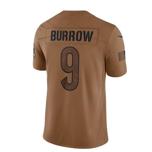 Cincinnati Bengals #9 Joe Burrow Brown 2023 Salute To Service Limited Jersey Stitched American Football Jerseys