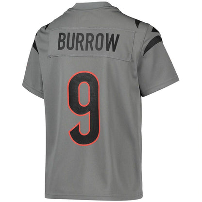 Cincinnati Bengals #9 Joe Burrow Gray Inverted Team Game Jersey Stitched American Football Jerseys