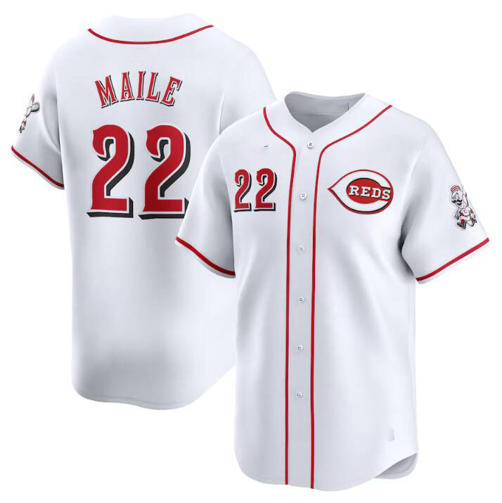 Cincinnati Reds #22 Luke Maile White Home Limited Stitched Baseball Jersey