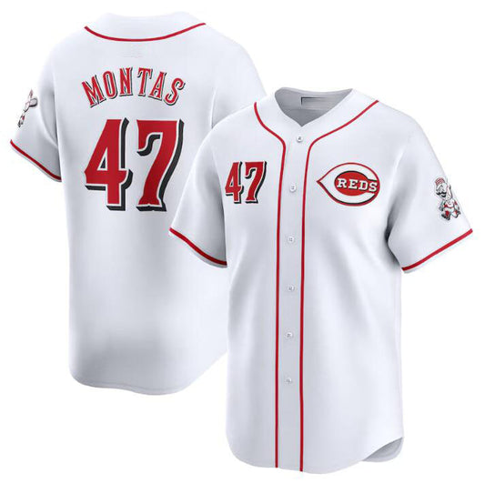 Cincinnati Reds #47 Frankie Montas White Home Limited Stitched Baseball Jersey