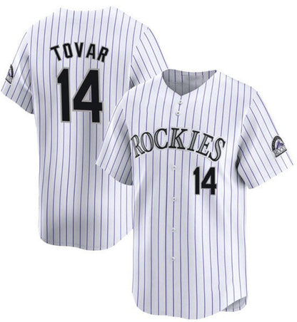 Colorado Rockies #14 Ezequiel Tovar White Cool Base Stitched Baseball Jersey