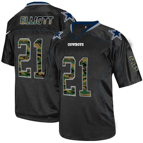 Dallas Cowboys  #21 Ezekiel Elliott Black Stitched Elite Camo Fashion Jersey American Jerseys