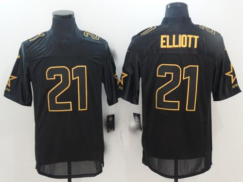 Dallas Cowboys #21 Ezekiel Elliott Black Stitched Elite Pro Line Gold Collection Jersey American Jerseys Fashion Jersey