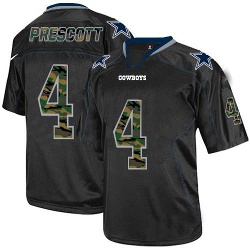 Dallas Cowboys #4 Dak Prescott Black Stitched Elite Camo Fashion Jersey  American Football Jerseys