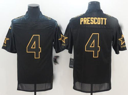 Dallas Cowboys #4 Dak Prescott Black Stitched  Elite Pro Line Gold Collection Jersey  American Football Jerseys