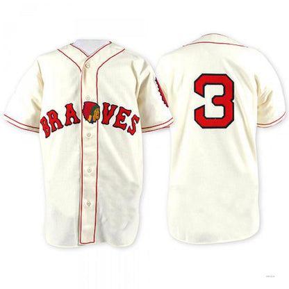 Atlanta Braves #3 Babe Ruth Cream Throwback Jersey Stitches Baseball Jerseys