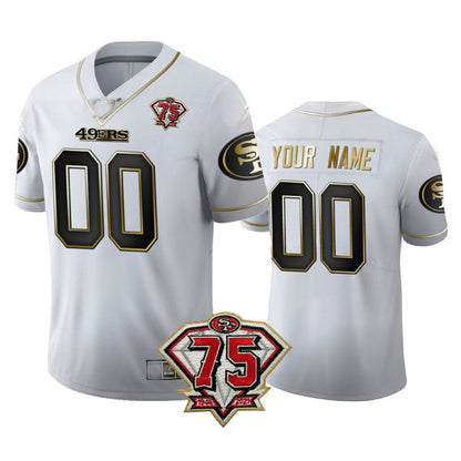 Custom San Francisco 49ers Football White Golden Stitched American Football Jersey