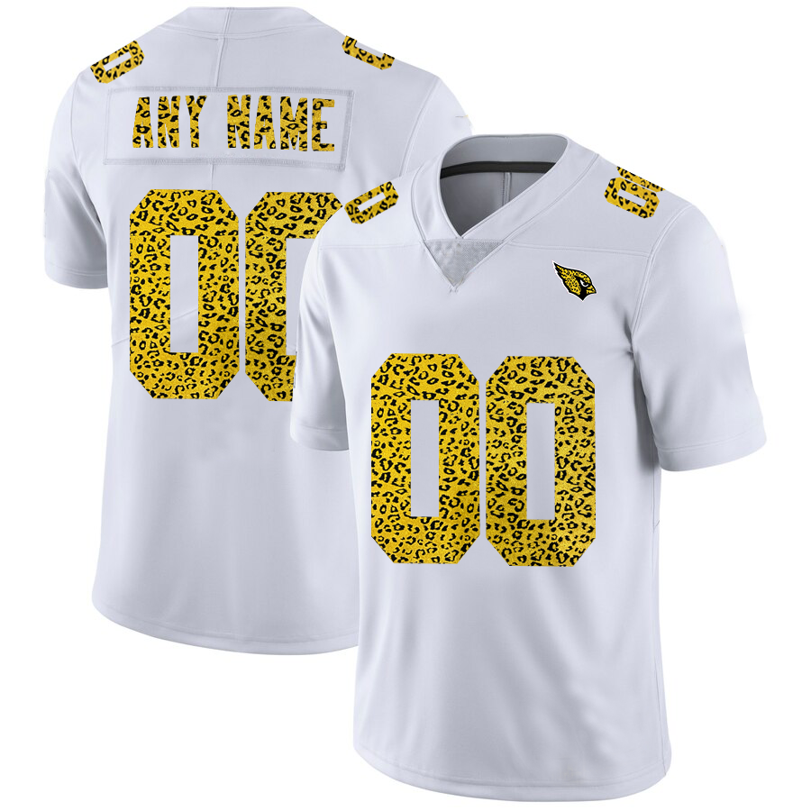 Custom Arizona Cardinal Jersey White Limited  Vapor White Leopard Print Fashion Jerseys