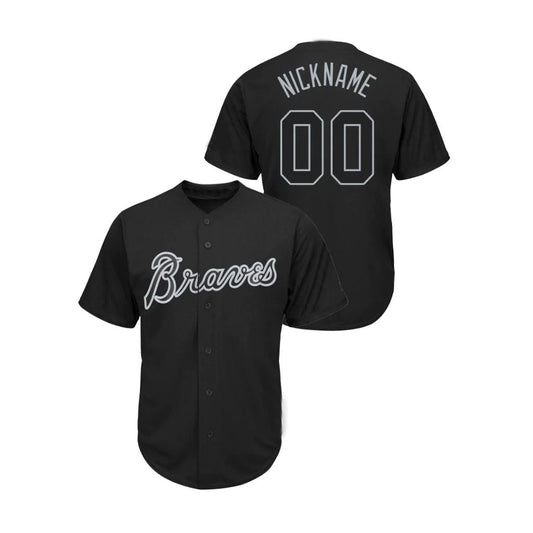 Custom Atlanta Braves Black Men Youth And Women Birthday gift Stitched Baseball Jerseys