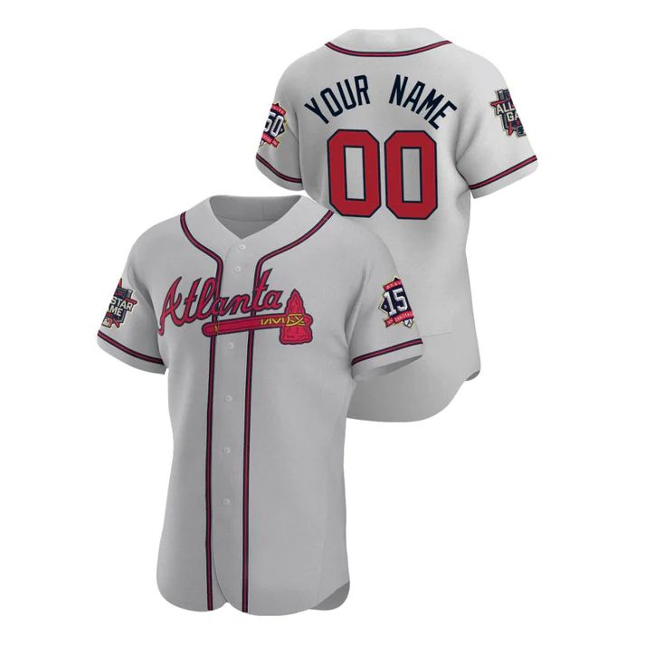 Custom Atlanta Braves Stitched Gray Game Patch 2021 All Star 150th Baseball Jerseys