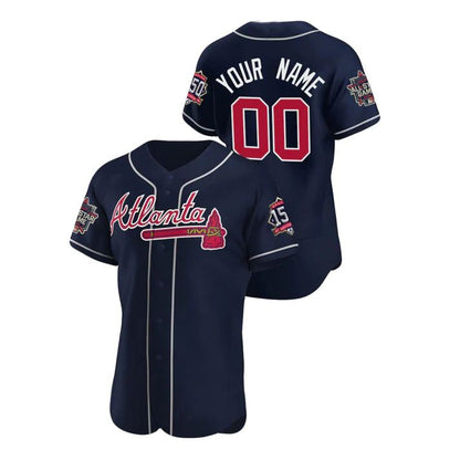 Custom Atlanta Braves Stitched Navy Red Game Patch 2021 All Star 150th Baseball Jerseys