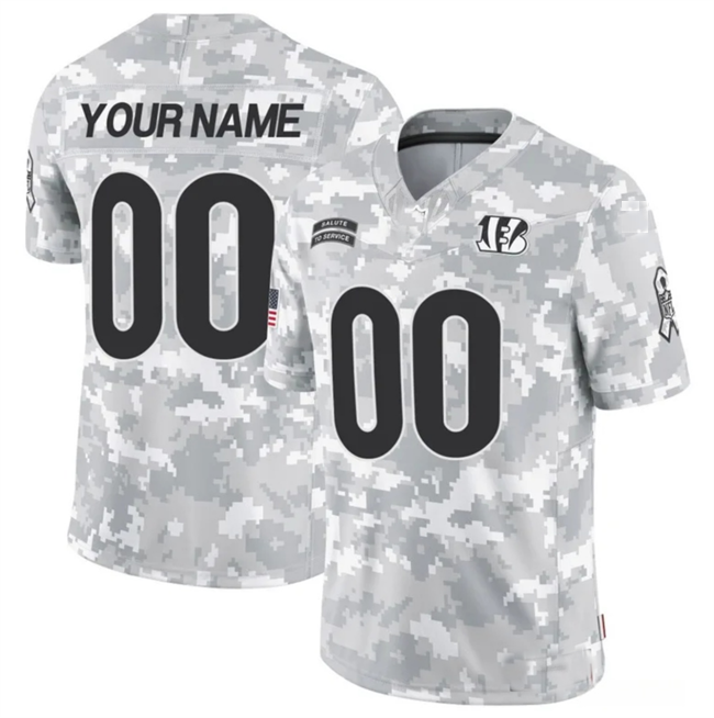 Custom Cincinnati Bengals Active Player 2024 F.U.S.E Arctic Camo Salute To Service Limited Stitched Football Jersey