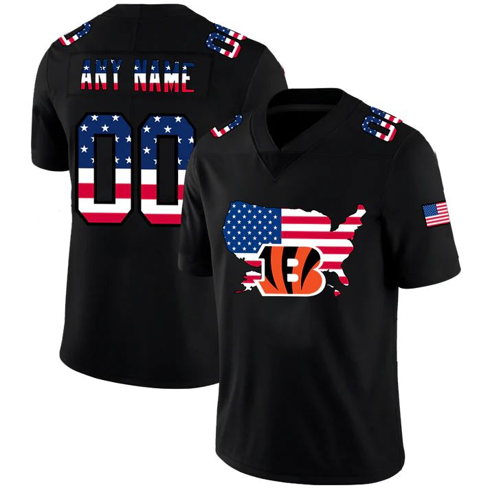 Custom Cincinnati Bengals Football Black Limited Fashion Flag Stitched Jerseys American Football Jerseys