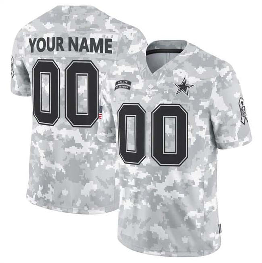 Custom Dallas Cowboys Active Player 2024 F.U.S.E Arctic Camo Salute To Service Limited Stitched Football Jersey