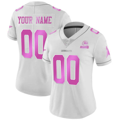 Custom  Dallas Cowboys White/Pink Game Jersey Stitched Football Jerseys