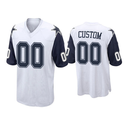 Custom  Dallas Cowboys White Color Rush Game Jersey Stitched Football Jerseys