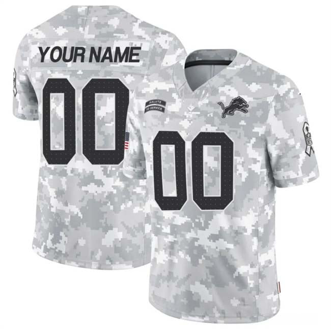 Custom Detroit Lions Active Player 2024 F.U.S.E Arctic Camo Salute To Service Limited Stitched Football Jersey