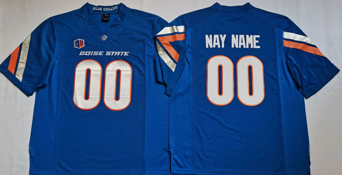 Custom Football Boise State Denver Broncos Blue Jersey Men's Short Sleeve American College Jerseys Football Jerseys