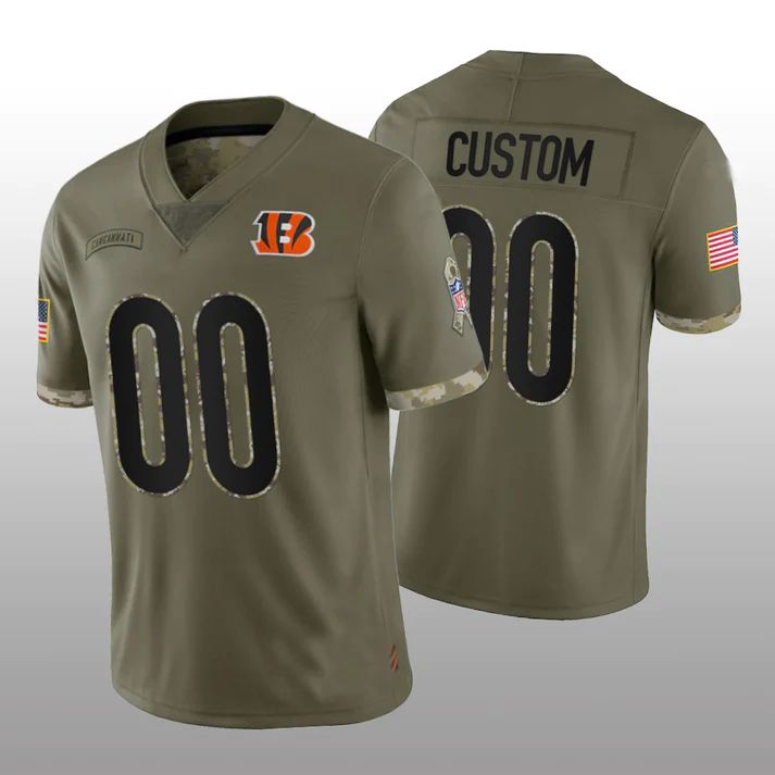 Custom Cincinnati Bengals Olive 2022 Salute To Service Limited Jersey American Stitched Football Jerseys