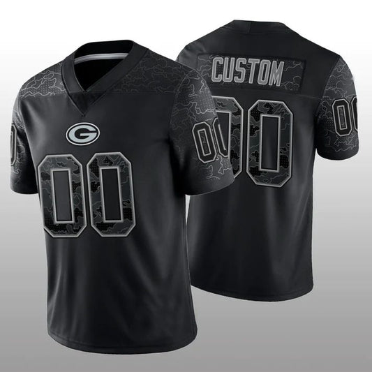 Custom Green Bay PackersPackers Black RFLCTV Limited Jersey Stitched American Football Jerseys