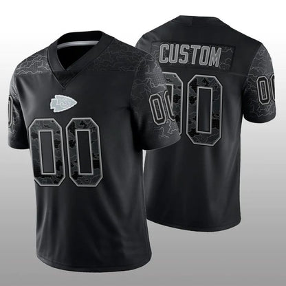 Custom  Kansas CityChiefs Black RFLCTV Limited Jersey American Jerseys Stitched Jersey Football Jerseys