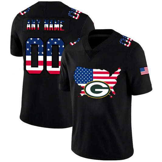 Custom Green Bay PackersPackers Football Black Limited Fashion Flag Stitched American Football Jerseys