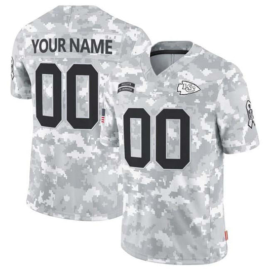 Custom  Kansas CityChiefs Active Player 2024 F.U.S.E Arctic Camo Salute To Service Limited Stitched Football Jersey