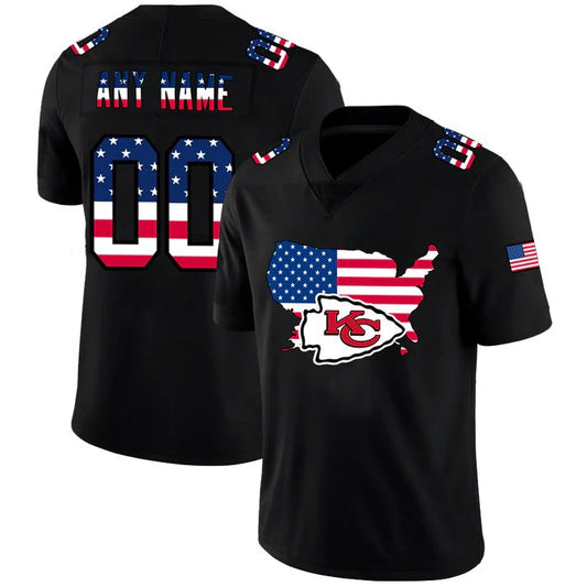 Custom  Kansas CityChiefs Black Limited Fashion Flag American Jerseys Stitched Jersey Football Jerseys