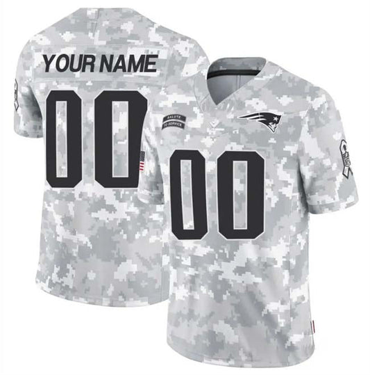 Custom New England Patriots Active Player 2024 F.U.S.E Arctic Camo Salute To Service Limited Stitched Football Jersey