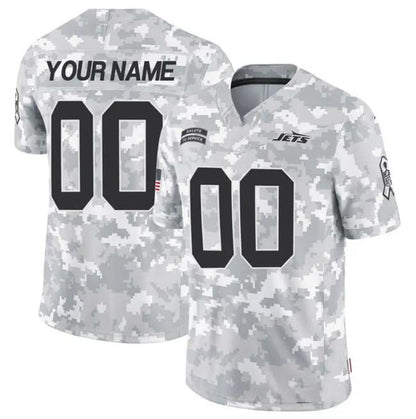 Custom New York Jets Active Player 2024 F.U.S.E Arctic Camo Salute To Service Limited Stitched Football Jersey