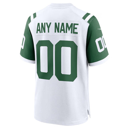 Custom New York Jets Classic Alternate Replica Jersey - White Football Jersey