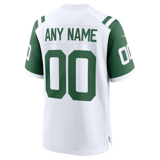 Custom New York Jets Classic Alternate Replica Jersey - White Football Jersey