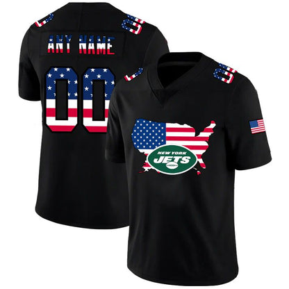 Custom New York Jets Black Limited Fashion Flag American Stitched Jersey Football Jerseys