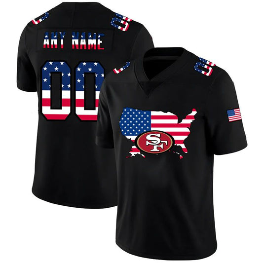 Custom San Francisco 49ers Football Black Limited Fashion Flag Stitched American Football Jerseys