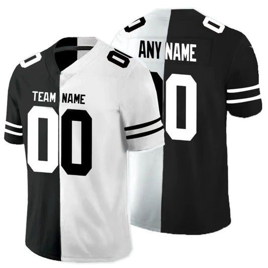 Custom Detroit Lions  Any Team Black And White Peaceful Coexisting  Stitched American Football Jerseys