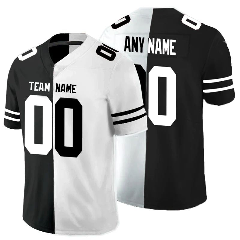 Custom New York Jets Any Team Black And White Peaceful Coexisting American Stitched Jersey Football Jerseys