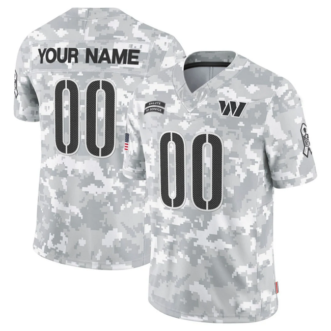 Custom W.Commanders Active Player 2024 F.U.S.E Arctic Camo Salute To Service Limited Stitched Football Jersey