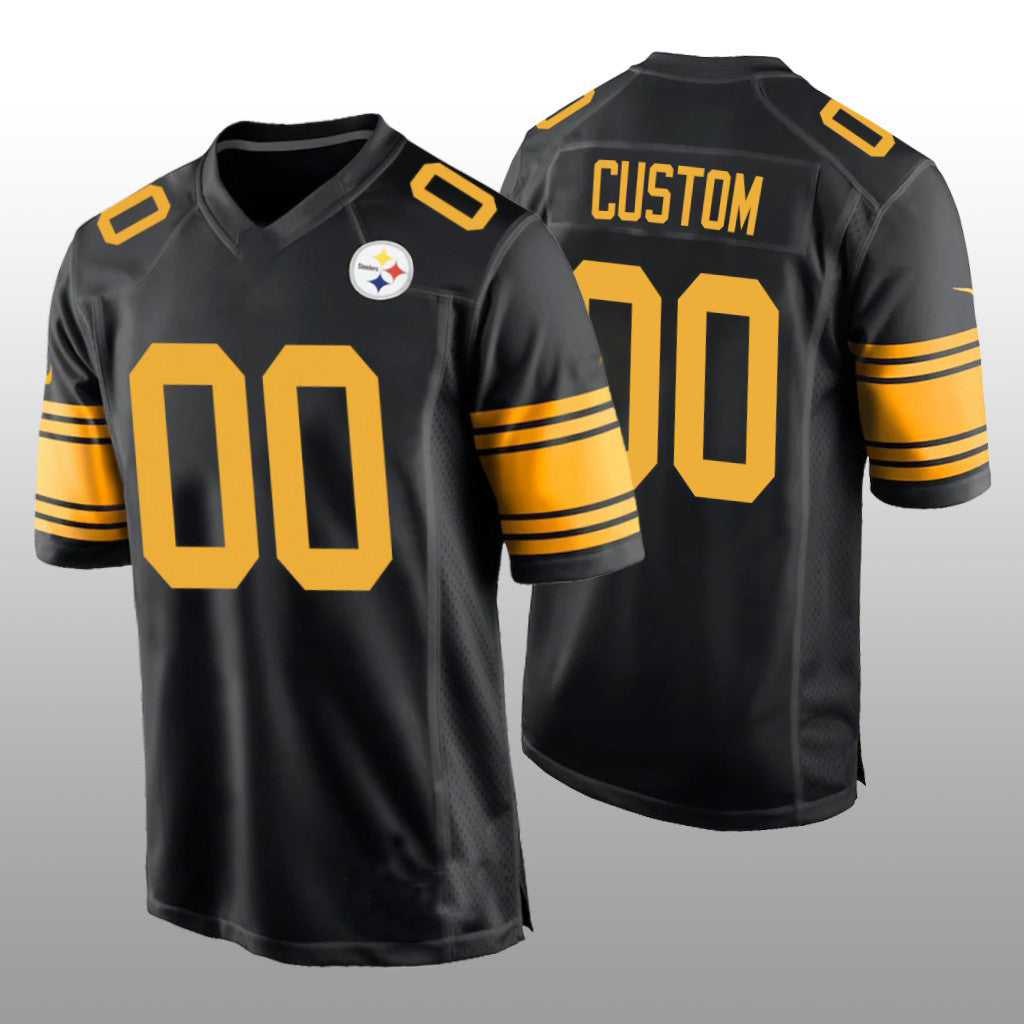 Custom  Pittsburgh Steelers Black Alternate Game Jersey Stitched American Football Jerseys