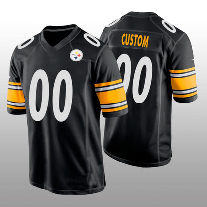 Custom Pittsburgh Steelers Black Game Jersey Stitched American Football Jerseys