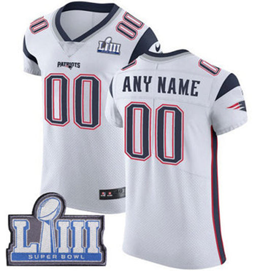 Custom New England Patriots Vapor Untouchable Super Bowl LIII Bound Elite White Road Jersey Stitched American Football Jerseys