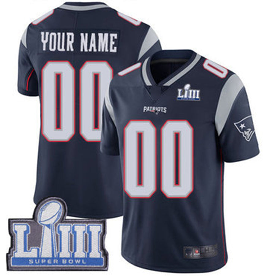 Custom New England Patriots Vapor Untouchable Super Bowl LIII Bound Limited Navy Blue Home Jersey Stitched American Football Jerseys