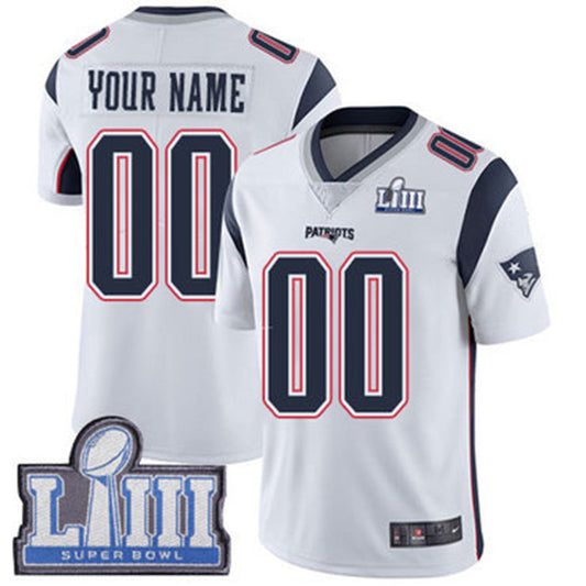 Custom New England Patriots Vapor Untouchable Super Bowl LIII Bound Limited White Road Jersey Stitched American Football Jerseys