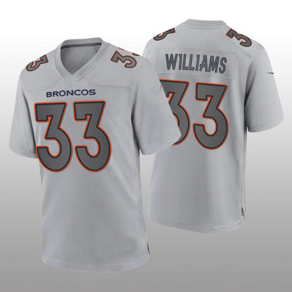 Denver Broncos #33 Javonte Williams Gray Atmosphere Game Jersey Stitched American Football Jerseys