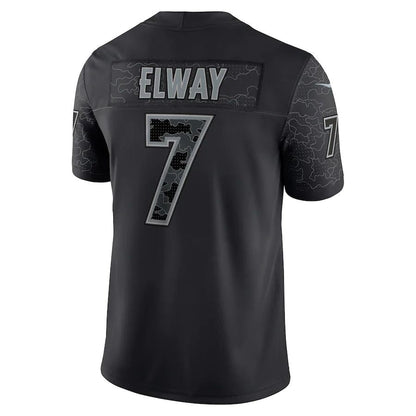 Denver Broncos #7 John Elway Black Retired Player RFLCTV Limited Jersey Stitched American Football Jerseys