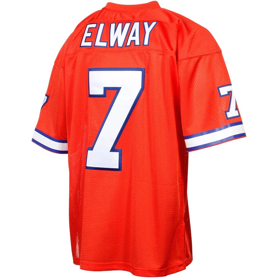 Denver Broncos #7 John Elway Mitchell & Ness Orange Silver Anniversary Authentic Throwback Jersey Stitched American Football Jerseys