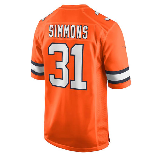 Denver Broncos #31 Justin Simmons Orange Alternate Game Jersey Stitched American Football Jerseys