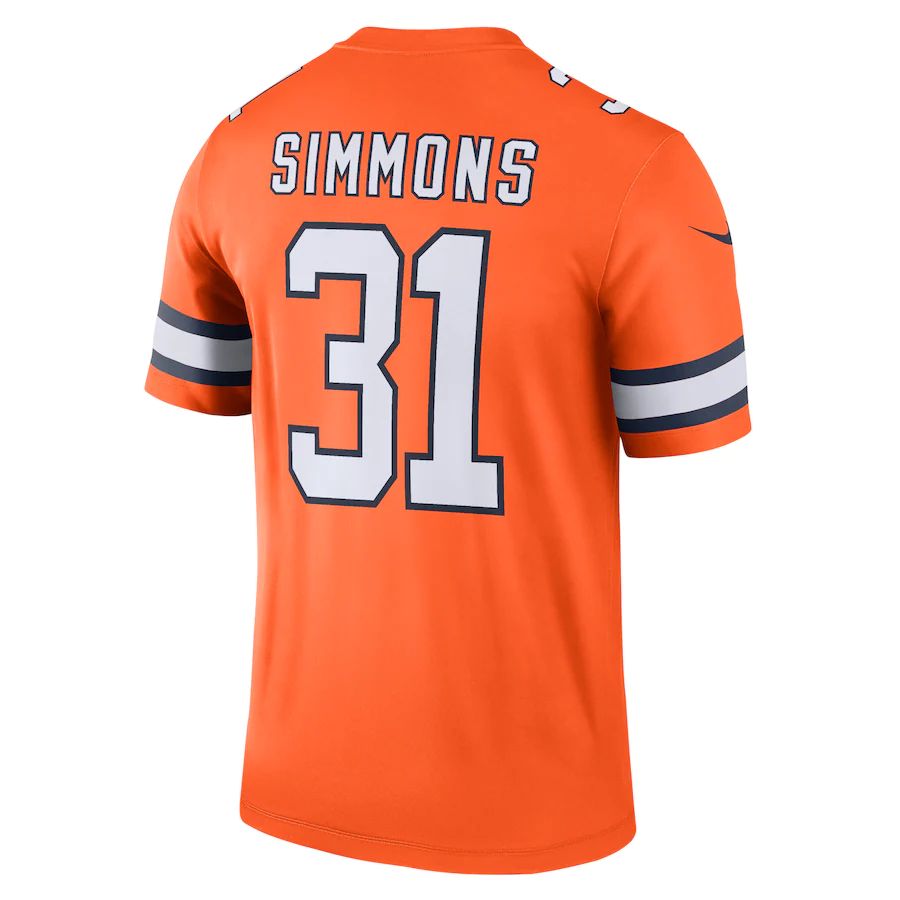 Denver Broncos #31 Justin Simmons Orange Alternate Legend Jersey Stitched American Football Jerseys