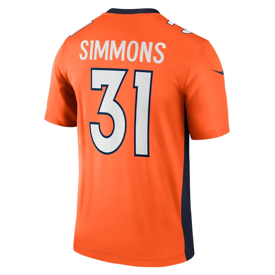 Denver Broncos #31 Justin Simmons Orange Legend Jersey Stitched American Football Jerseys